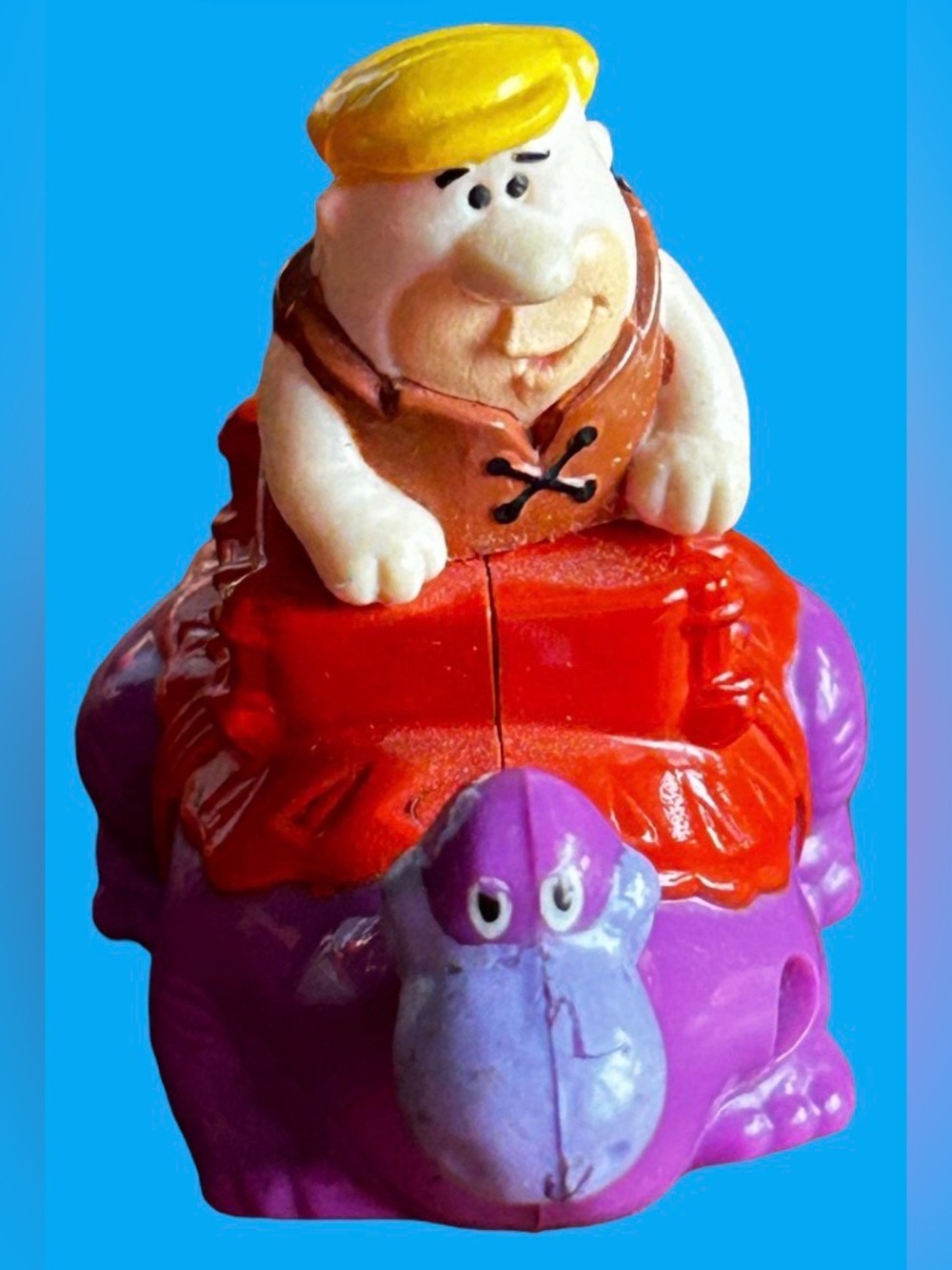 1991 Flintstones Barney Rubble Dino-Racer Action Figure Pull Back & Go